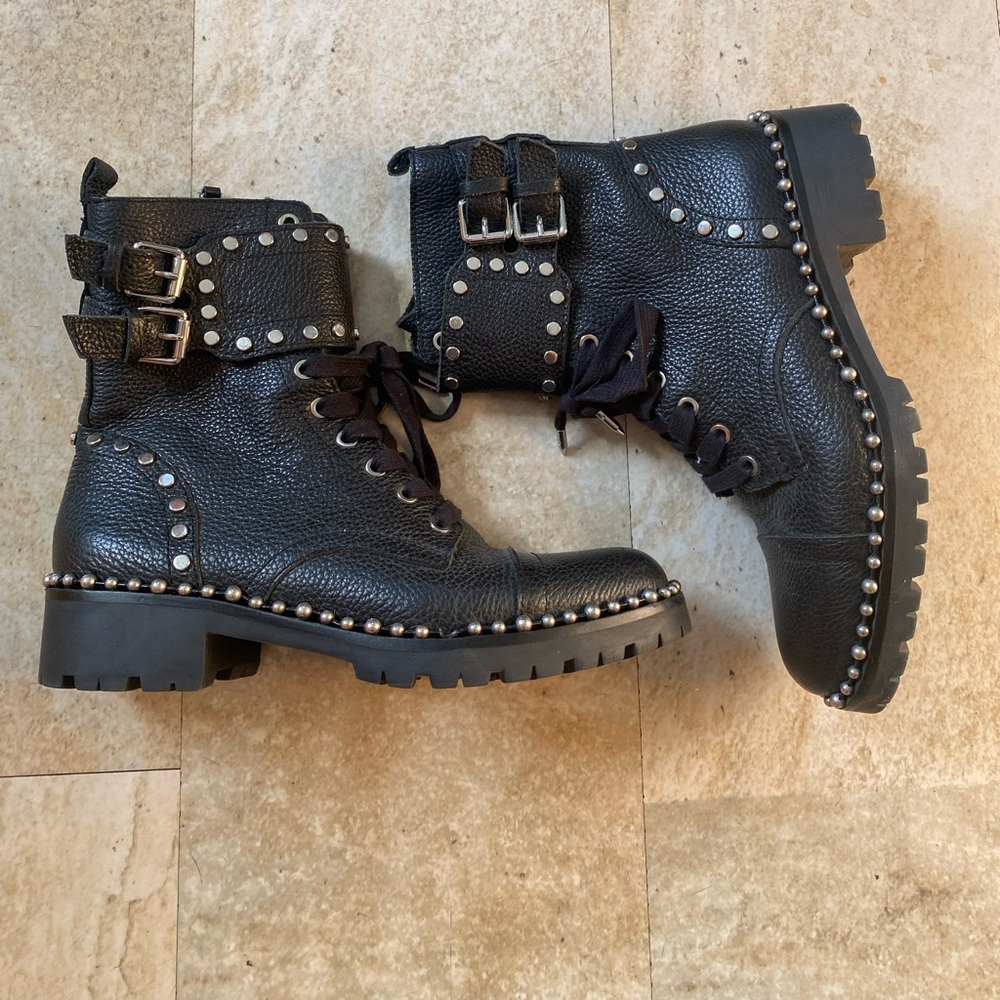 Sam Edelman Black Leather Studded Boots